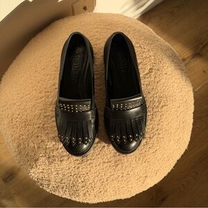 Alexander McQueen Black Loafers with Gold Studs